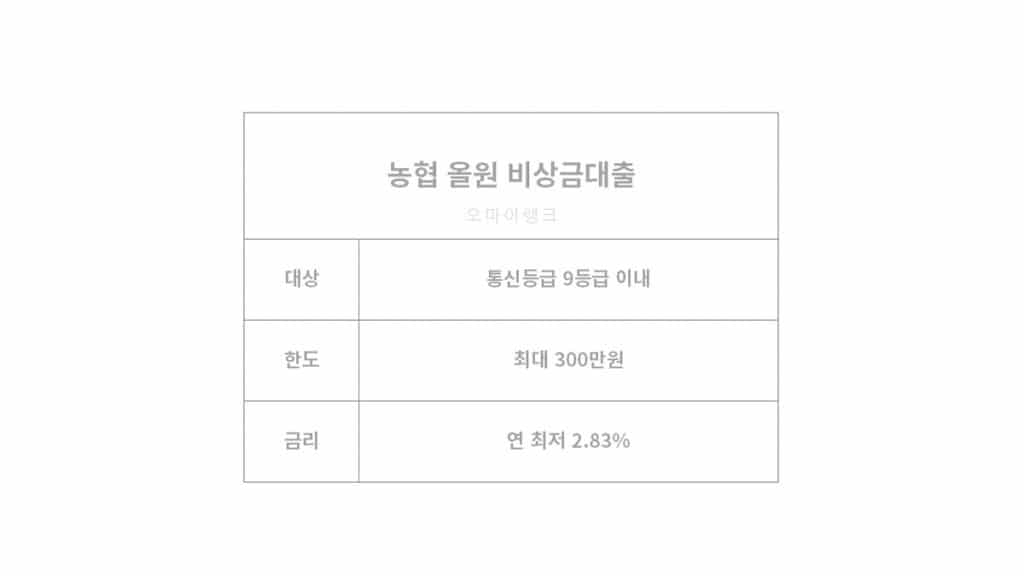 무직자대출쉬운곳 농협은행 비상금 대출 가입 조건 및 금리, 한도 등 정보 총정리